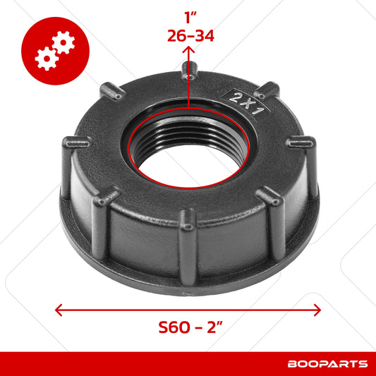IBC-Tank-Adapterkappe 2" x 1/2" (S60 x 6) x (15/21)