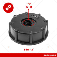 Adapter cap for IBC tank 2" x 1/2" (S60 x 6) x (15/21)